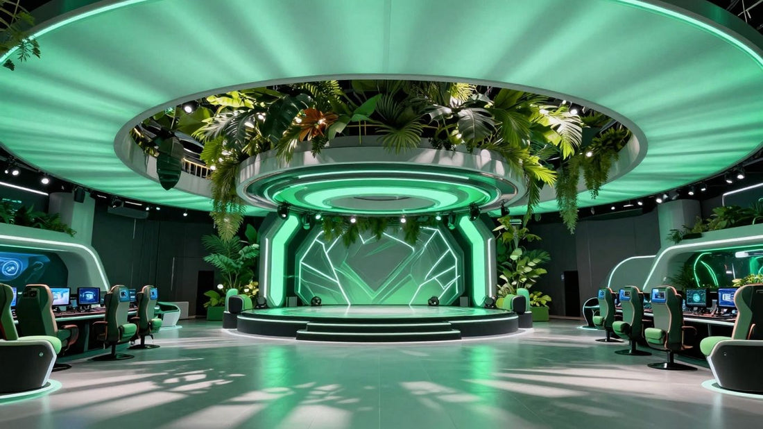 TGL's GreenZone arena with green lighting and futuristic design.