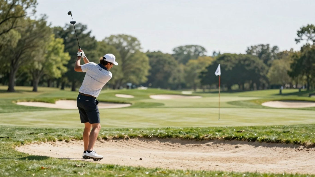 Golfer Trent with 7-iron on Grayhawk Raptor's 2nd hole.